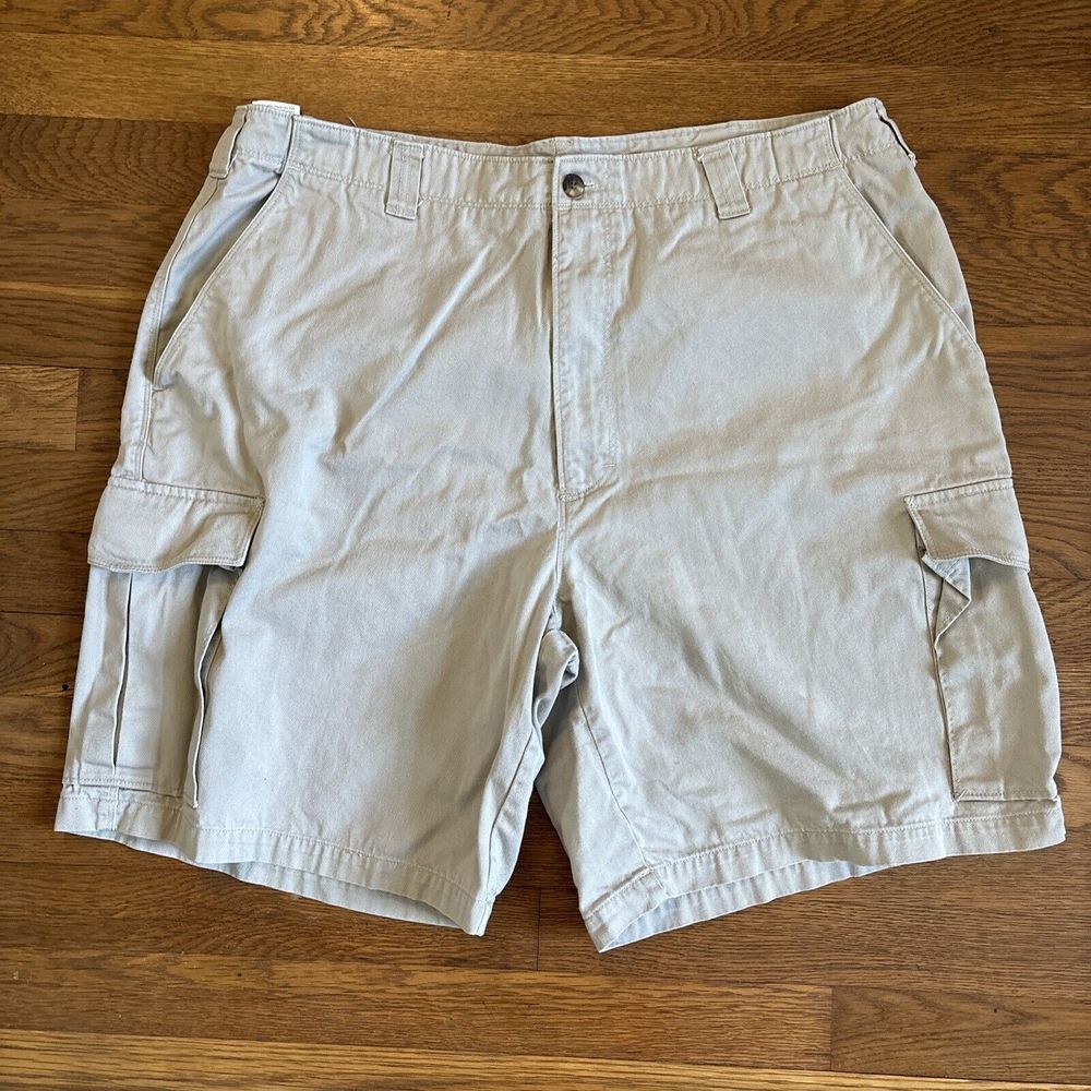 Woolrich Khaki Cargo Shorts Mens 38 British Tan 9" Inseam Cotton Dad Outdoor